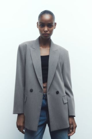 Zara + Oversize Blazer in Grey