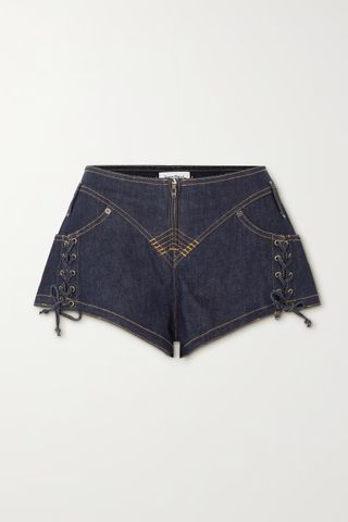Jean Paul Gaultier + Lace-Up Denim Shorts