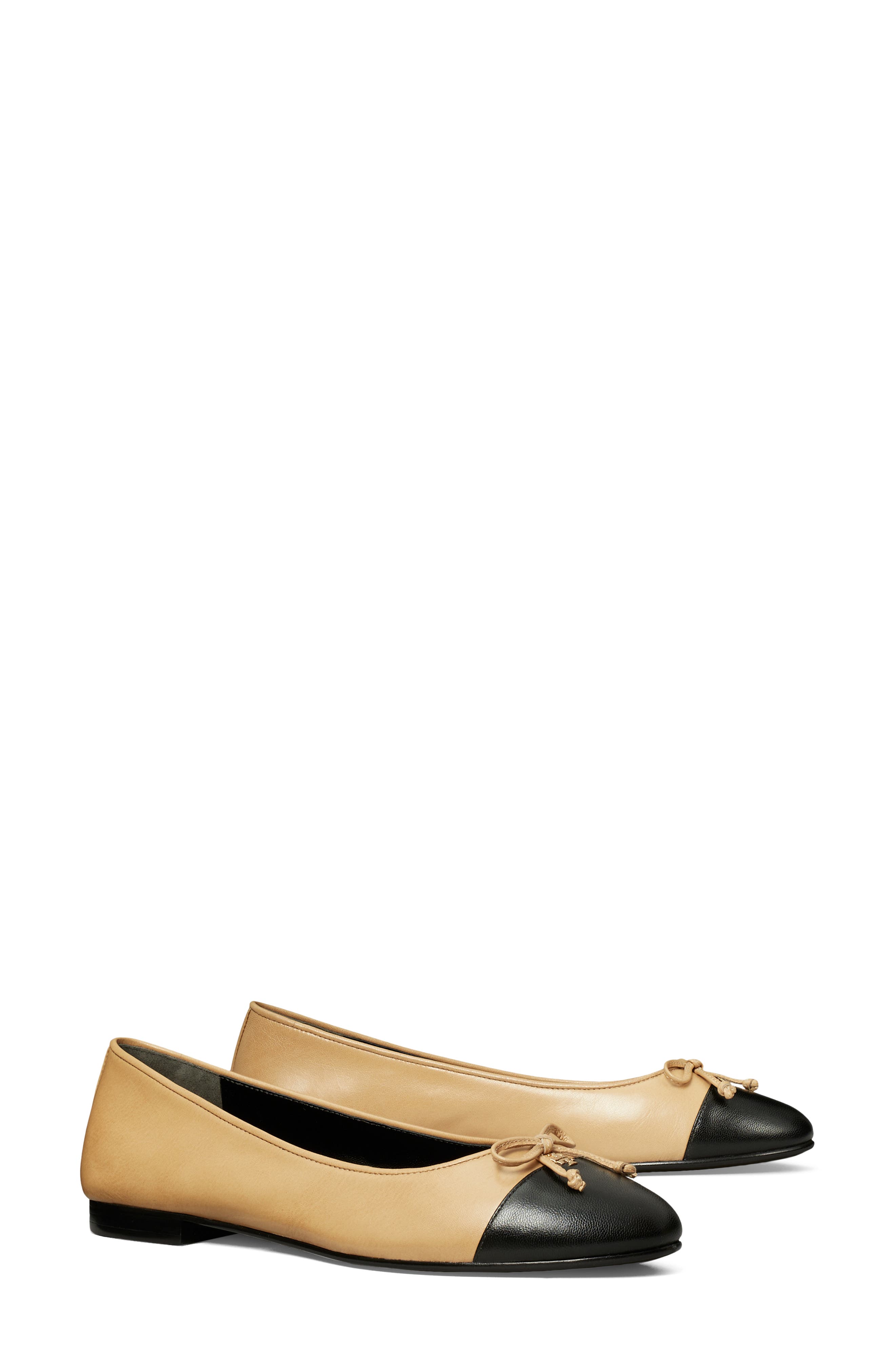 Tory Burch + Bow Logo Cap Toe Ballet Flat