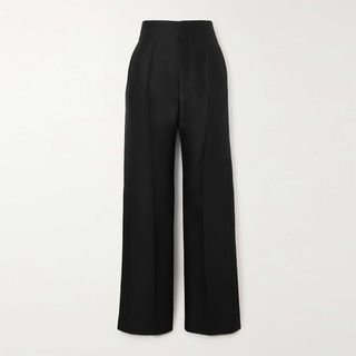 The Row + Satin-Trimmed Wool and Silk-Blend Pants