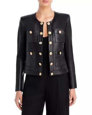 L'agence + Jayde Leather Open Front Jacket