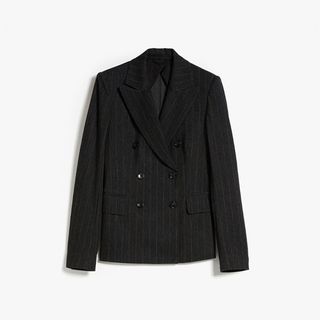 Max Mara + Double-Breasted Blazer in Pinstriped Jersey