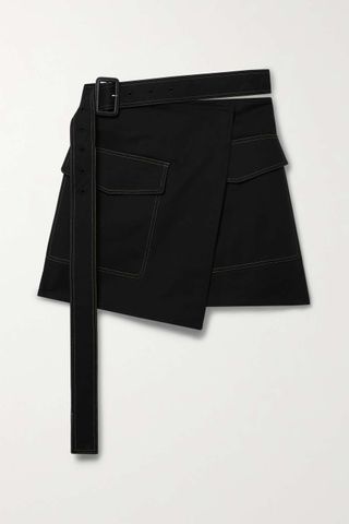 Helmut Lang + Trench Belted Wrap-Effect Cotton-Blend Mini Skirt