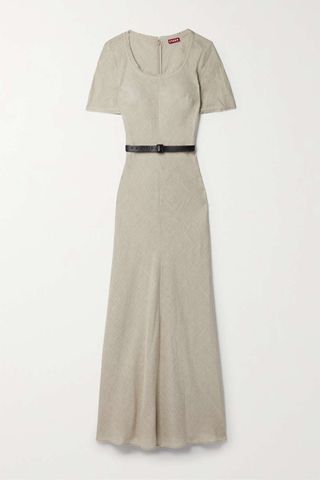 Staud + Alejandra Belted Frayed Linen Maxi Dress