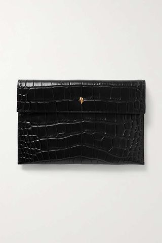 Alexander Mcqueen + Envelope Croc-Effect Leather Pouch