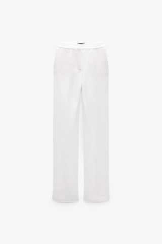 Zara + Linen-Blend Straight Pants