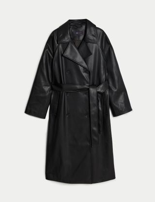 Marks & Spencer + Faux Leather Belted Trench Coat