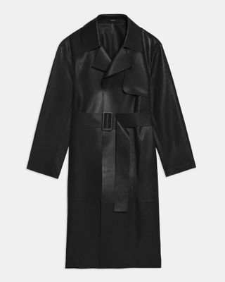 Theory + Wrap Trench Coat in Leather