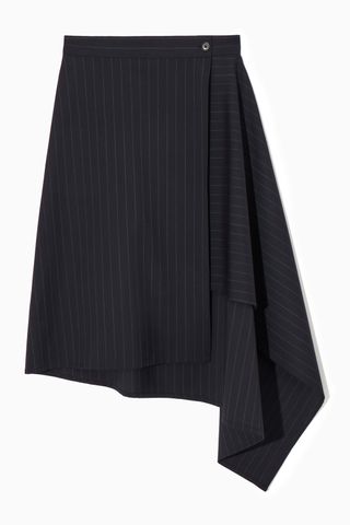 COS + Asymmetric Pinstriped Wool Skirt