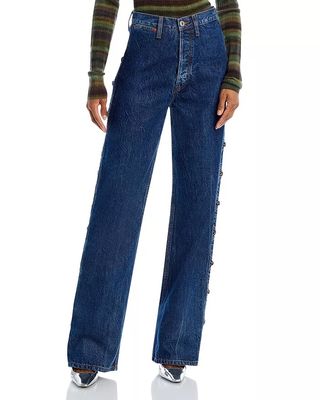 Re/Done + Western High Rise Straight Leg Cotton Loose Jeans in Rusind