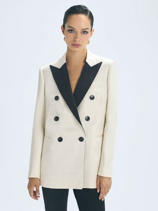 Reiss + Vivien Atelier Fitted Double Breasted Contrast Blazer