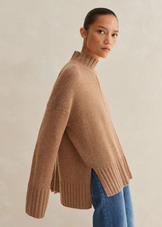 Me+Em + Cashmere Chunky High Neck Relaxed Sweater