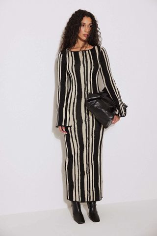 NA-KD Trend + Wide Sleeve Knitted Maxi Dress