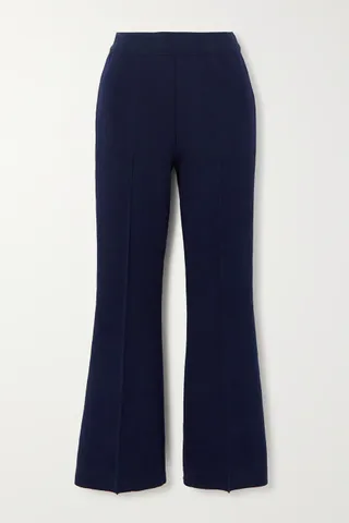 Flare-Cut Stretch Fabric Capri Pants 