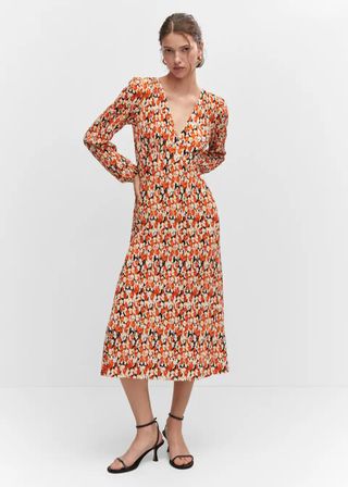 Mango + Printed Textured Dress