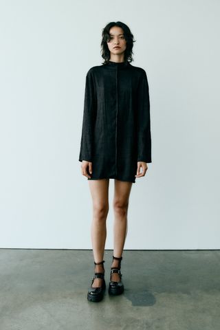 Zara + Creased Satin Short Dress