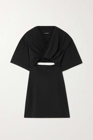 Jacquemus + Bahia Twist-Front Cutout Cotton-Twill Mini Dress