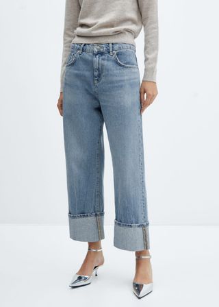 Mango + Wideleg Jeans With Turned-Up Hem