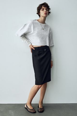 Zara + Midi Skirt With Belt