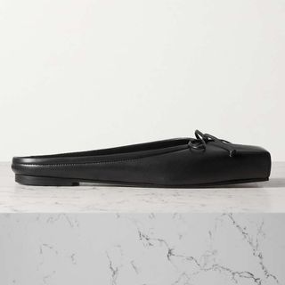 Jacquemus + Bow-Detailed Leather Ballet Flats