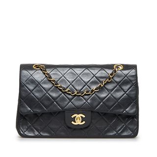 Open for Vintage + Chanel Medium Classic Lambskin Double Flap Shoulder Bag