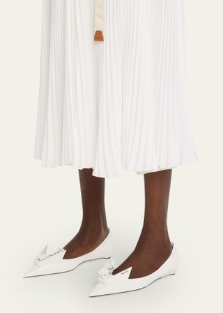 Prada + Bouquet Leather Ballerina Flats in White