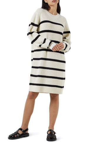 Noisy May + Maysa Stripe Long Sleeve Relaxed Sweater-Dress