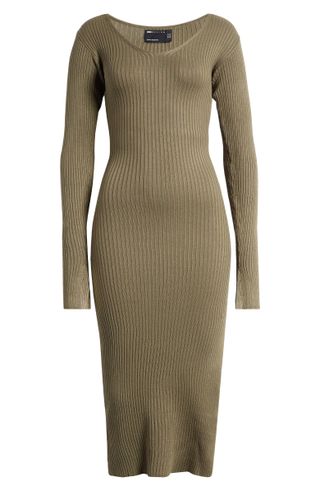 Asos Design + Long Sleeve Knit Midi Dress
