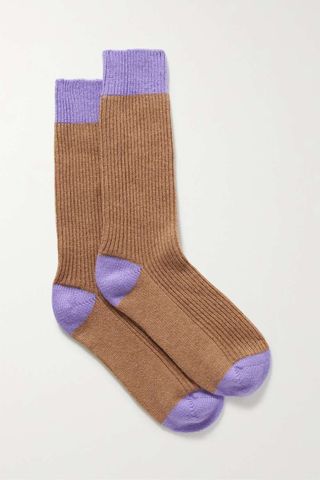 Guest in Residence + Two-Tone Ribbed Cashmere Socks