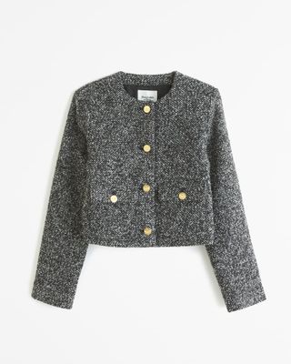 Abercrombie & Fitch + Collarless Wool-Blend Jacket