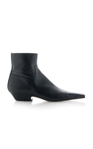 Khaite + Marfa Classic Leather Ankle Western Boots