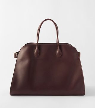 The Row + Margaux 17 Grained-Leather Handbag in Brown