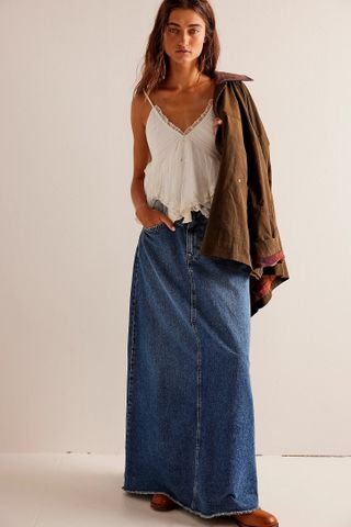 Free People + We The Free Come As You Are Denim Maxi Skirt