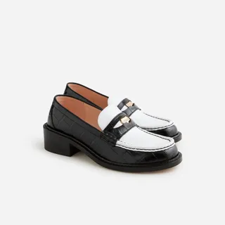 J.Crew + Coin Loafers in Croc-Embossed Leather