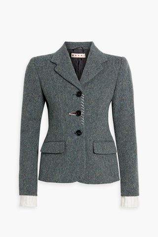 Marni + Embellished Donegal Wool-Tweed Blazer