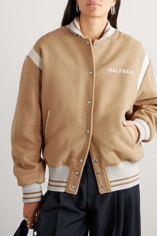 Halfboy + Leather and Jersey-Trimmed Wool-Blend Jacket