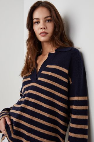 Rails + Harris Sweater in Camel Navy Stripe