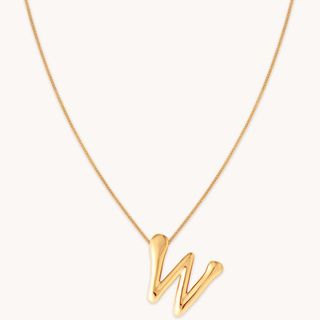 Astrid & Miyu + W Initial Bold Pendant Necklace in Gold