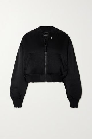 Acne Studios + Embroidered Ruched Satin Bomber Jacket