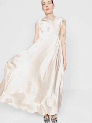 Raey + Panelled Silk-Satin Full Slip Dress