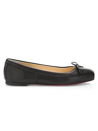 Christian Louboutin + Mamadrague Square-Toe Leather Ballet Flats