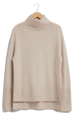 & Other Stories + High-Low Mock Neck Wool Blend Sweater