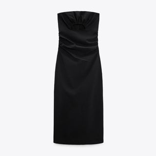 Zara + Strapless Cut Out Midi Dress
