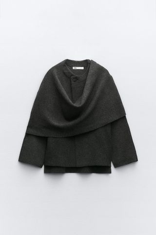 Zara + Short Knit Jacket With Scarf