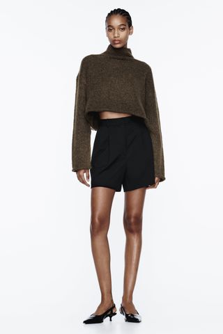 Zara + Pleated High Waist Shorts