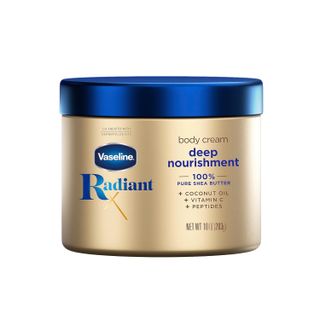 Vaseline + Radiant X Deep Nourishment Body Cream 100% Pure Shea Butter, Coconut Oil, Vitamin C, & Peptides