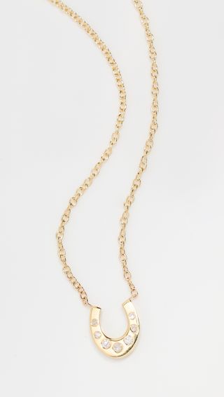 Jennifer Meyer Jewelry + 18k Mini Horseshoe Necklace With Diamond Accents