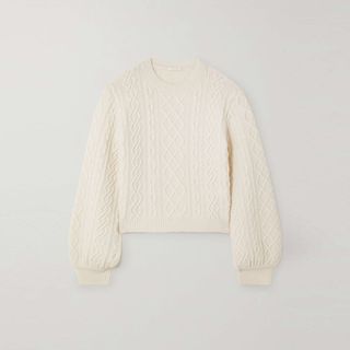 Chloé + Cable Knit Wool and Cashmere Sweater