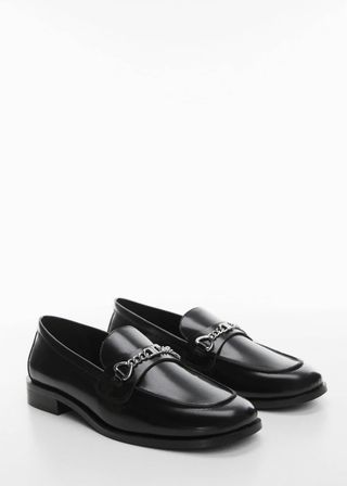 Mango + Thin Chain Leather Loafers