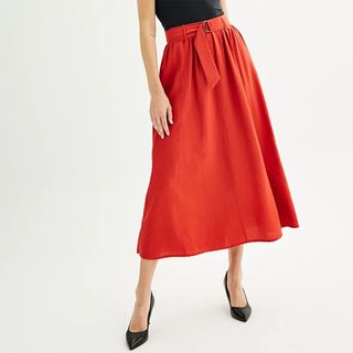 Nine West + Belted Maxi Skirt